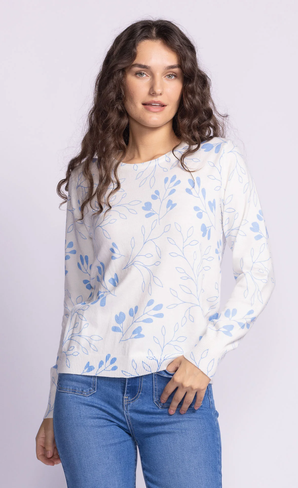 Lillian Sweater - White Blue