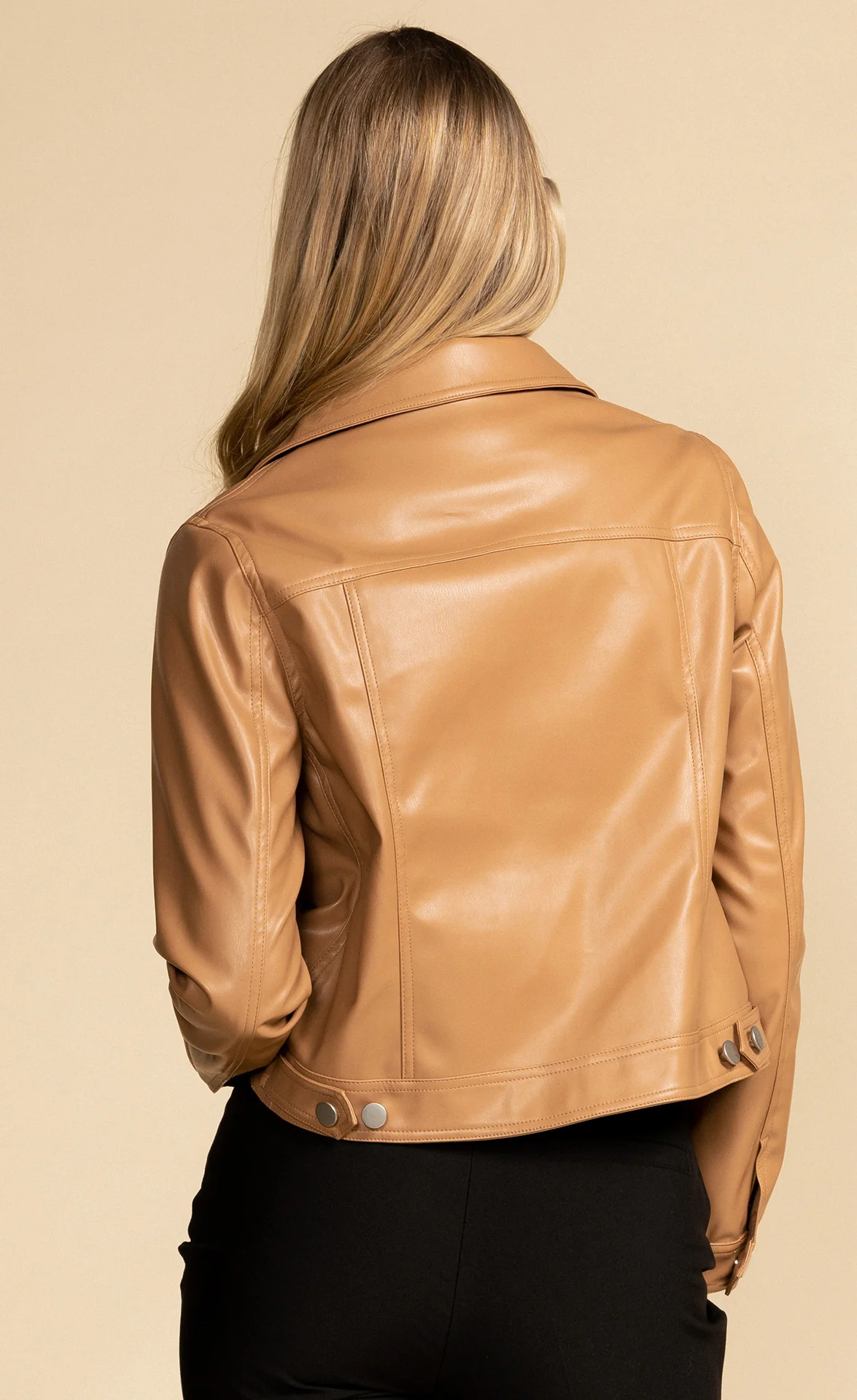 Moto Leather Jacket Camel - Image 2