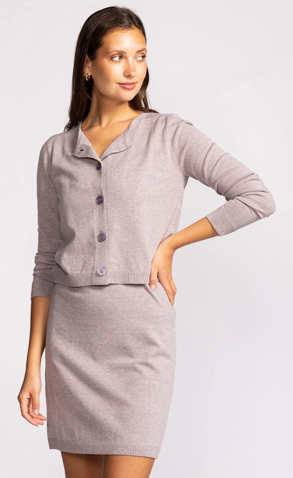 Norah Set (Dress & Cardigan Beige) - Image 3