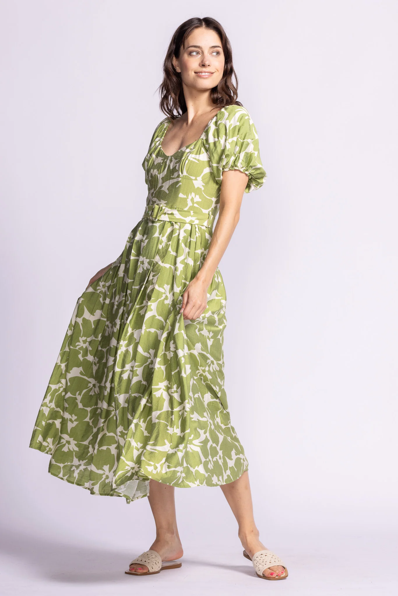 Rachel Dress Green Floral - Image 3
