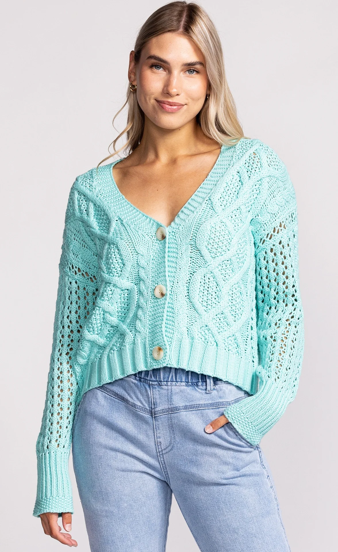 Rhonda Cardigan Aqua Blue - Image 4