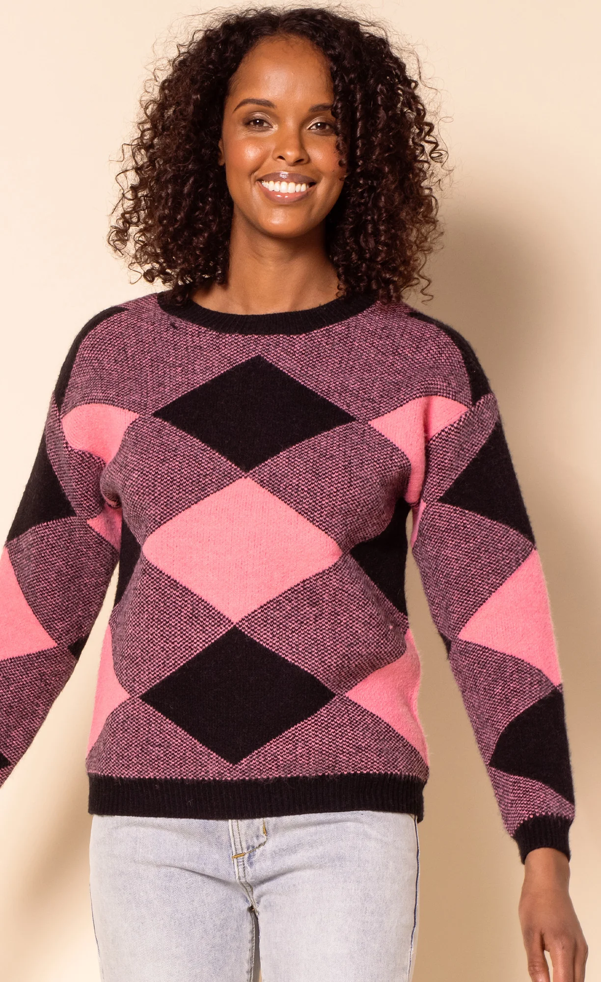 The Checkers Sweater Pink